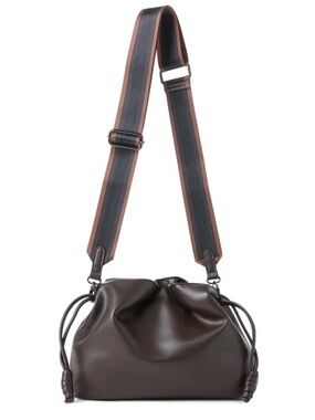 Brown Vegan Leather dumpling Crossbody Bag with Adjustable Strap